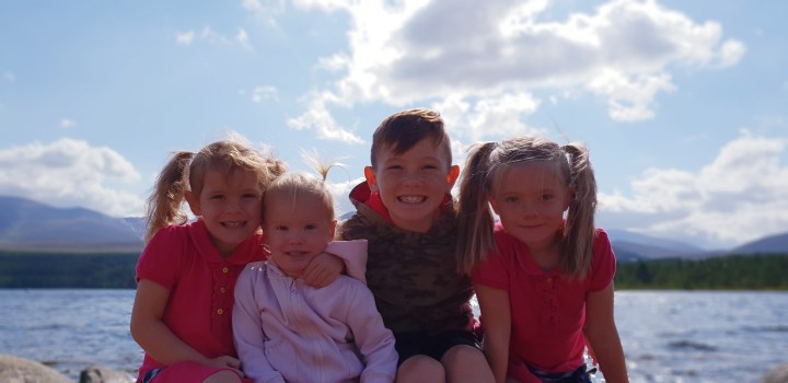 4 Freckled Faces. Loch Morlich. Scotland. Siblings.